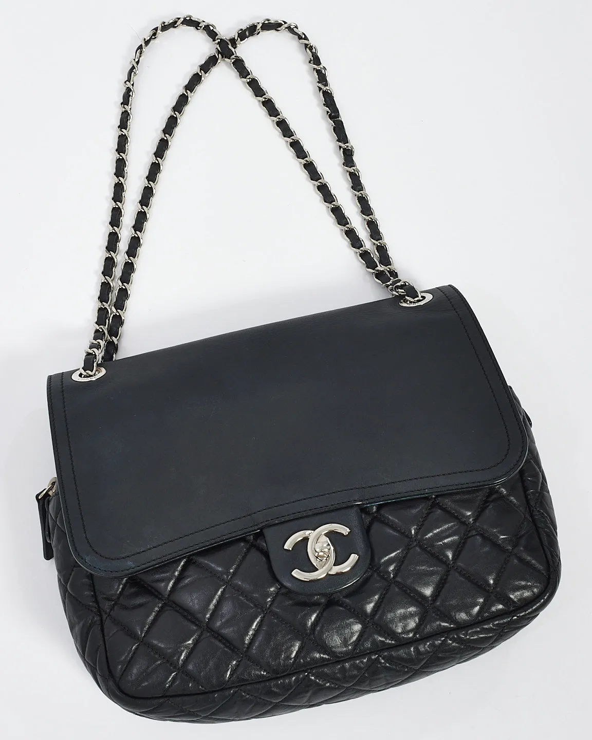 Chanel Black Quillted Leather Easy Zip Shoulder Bag with SHW