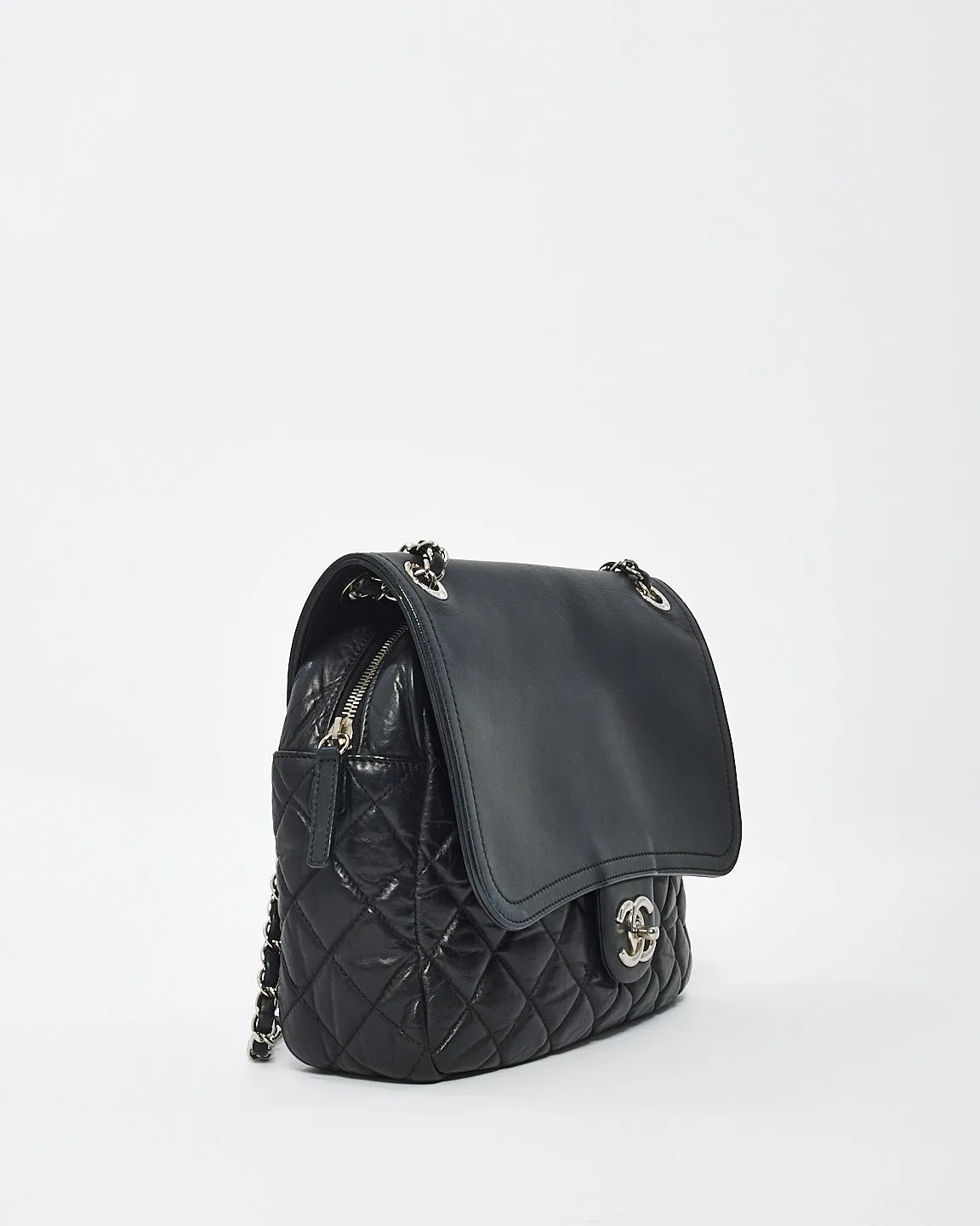 Chanel Black Quillted Leather Easy Zip Shoulder Bag with SHW