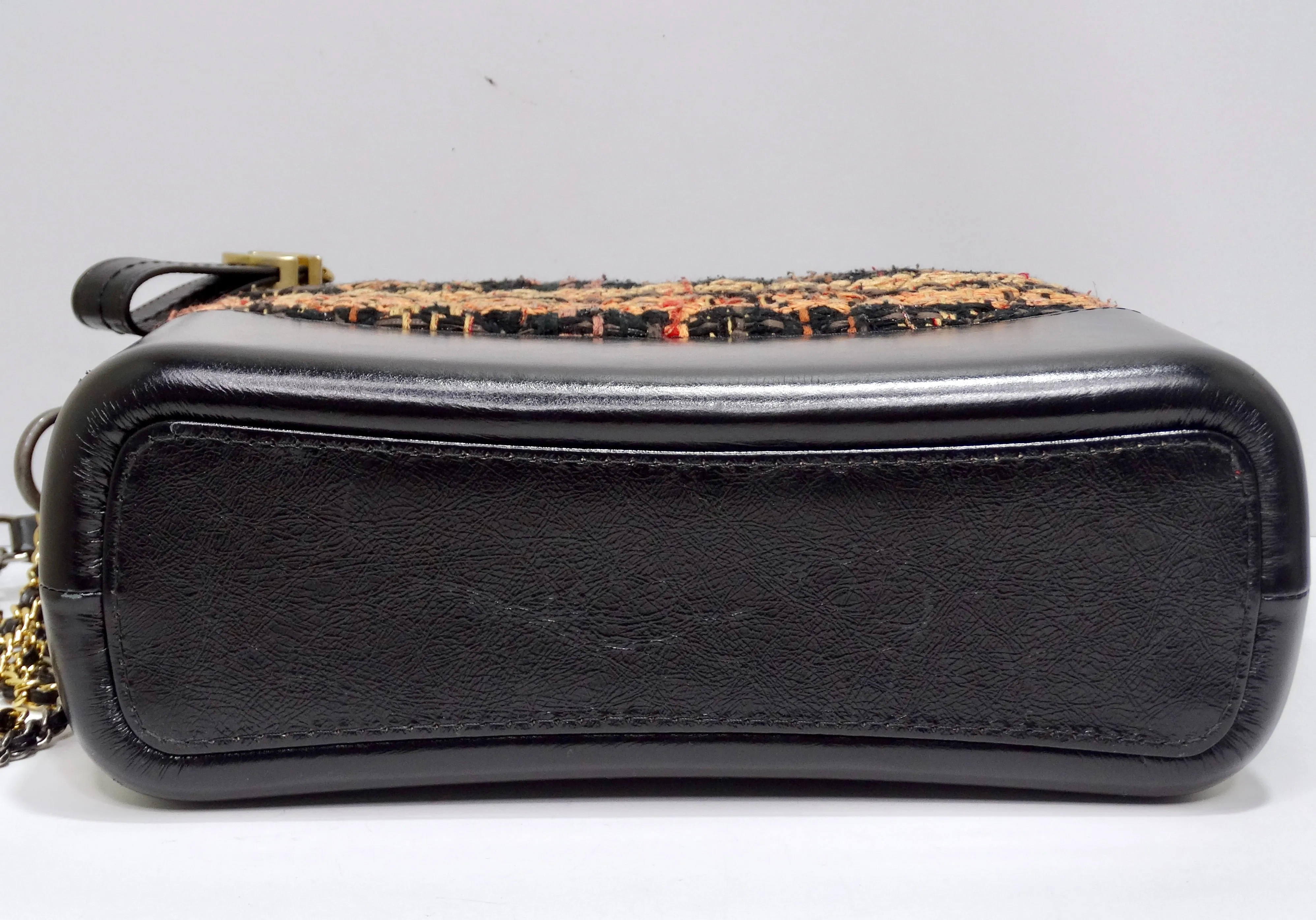 CHANEL Black/Peach Tweed and Leather Medium Gabrielle Hobo Bag