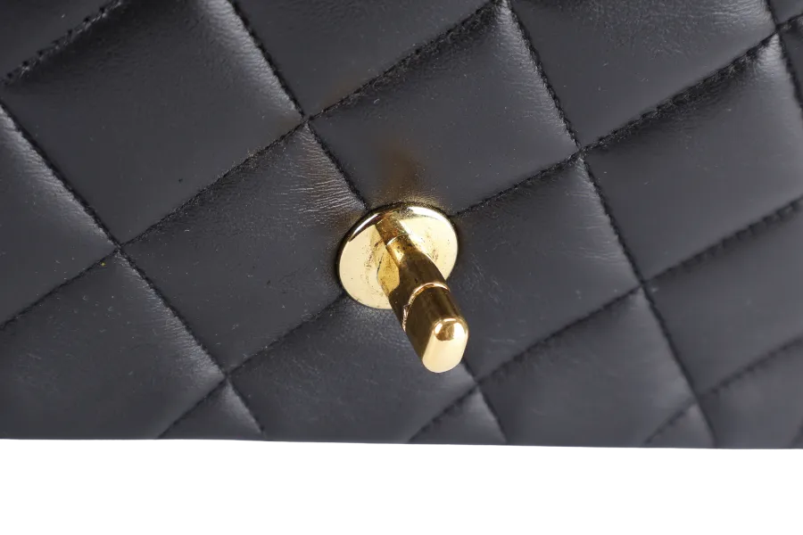CHANEL DIANA MATELASSE SMALL(283xxx) BLACK LAMBSKIN LEATHER GOLD HARDWARE WITH DUST COVER
