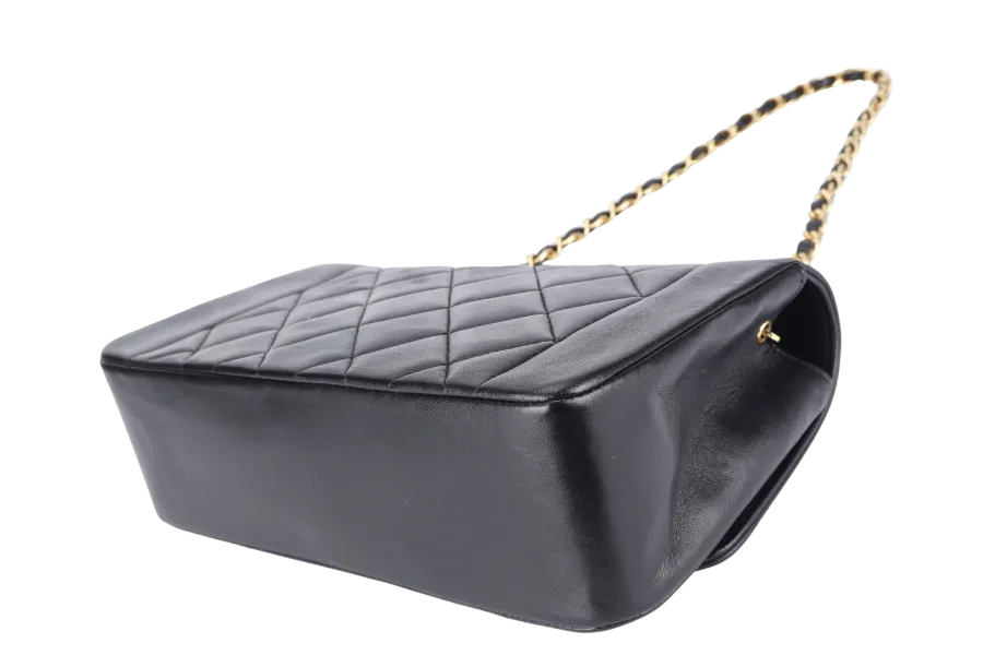 CHANEL DIANA MATELASSE SMALL(283xxx) BLACK LAMBSKIN LEATHER GOLD HARDWARE WITH DUST COVER