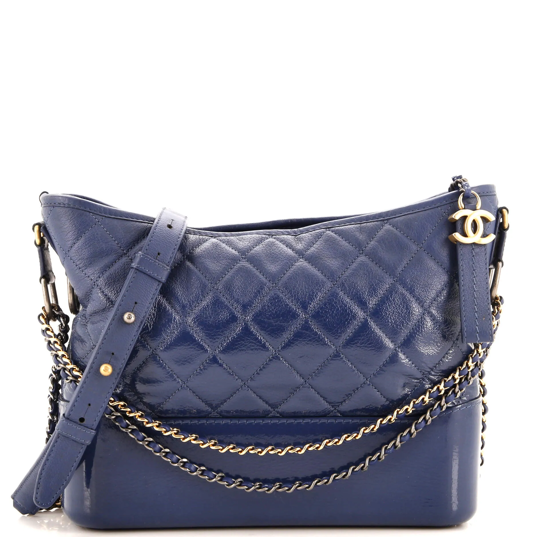 CHANEL Gabrielle Hobo Quilted Goatskin and Patent Medium