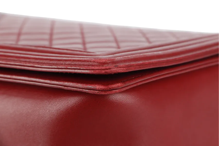 CHANEL LEBOY LARGE RED LAMBSKIN LEATHER RUTHENIUM HARDWARE (1837xxxx) WITH CARD AND DUST COVER