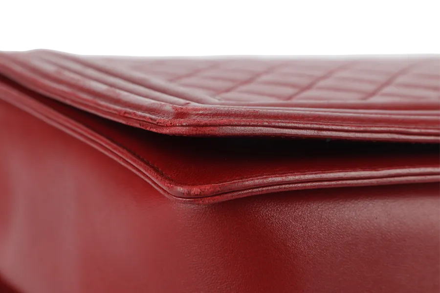 CHANEL LEBOY LARGE RED LAMBSKIN LEATHER RUTHENIUM HARDWARE (1837xxxx) WITH CARD AND DUST COVER