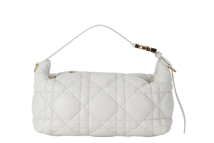CHRISTIAN DIOR HOBO BAG CASUAL STYLE 3WAY CALFSKIN LEATHER WHITE GOLD HARDWARE 2 STRAP 50-FA-0292 WITH STRAPS AND DUST COVER