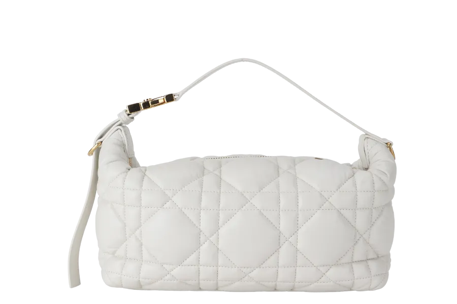 CHRISTIAN DIOR HOBO BAG CASUAL STYLE 3WAY CALFSKIN LEATHER WHITE GOLD HARDWARE 2 STRAP 50-FA-0292 WITH STRAPS AND DUST COVER