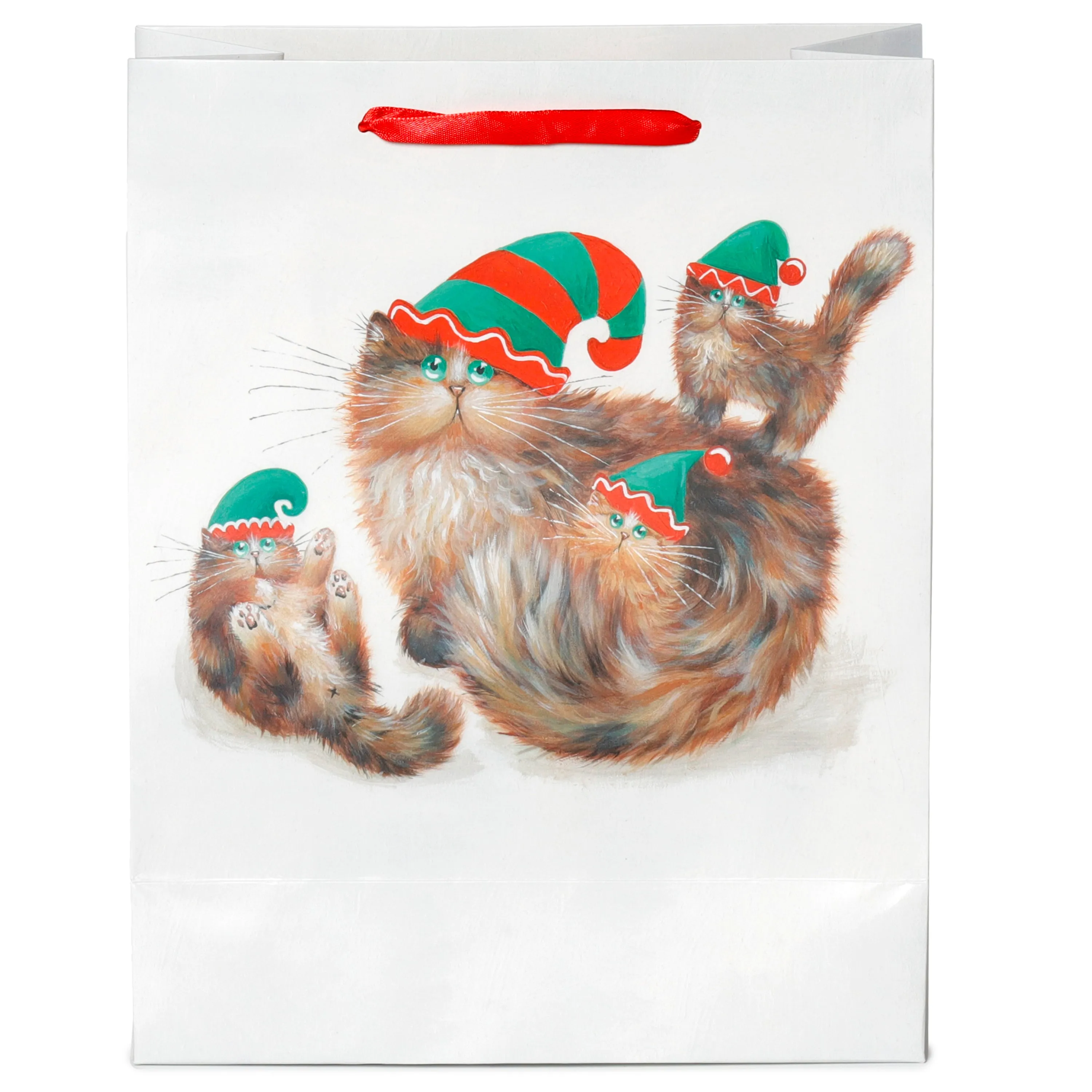Christmas Gift Bag Large - Kim Haskins Christmas Elves Cats