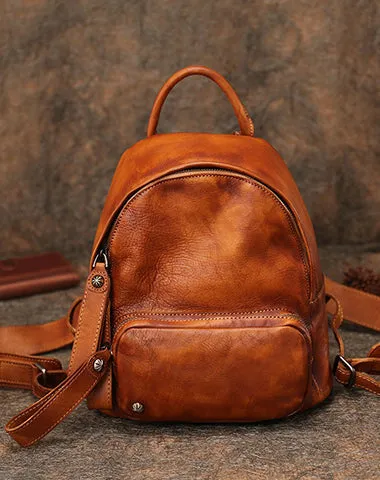 Classic Green Leather Rucksack Bag Womens Compact Leather Backpack Ladies Backpack Purses