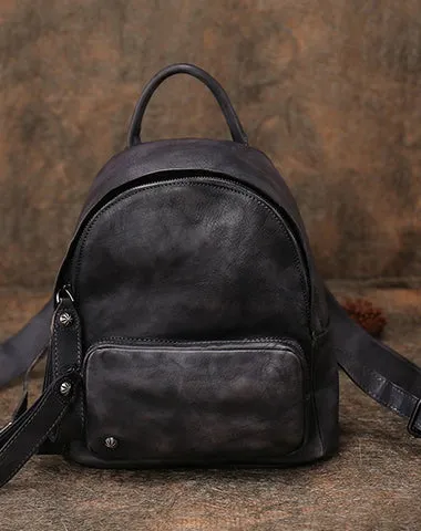 Classic Green Leather Rucksack Bag Womens Compact Leather Backpack Ladies Backpack Purses