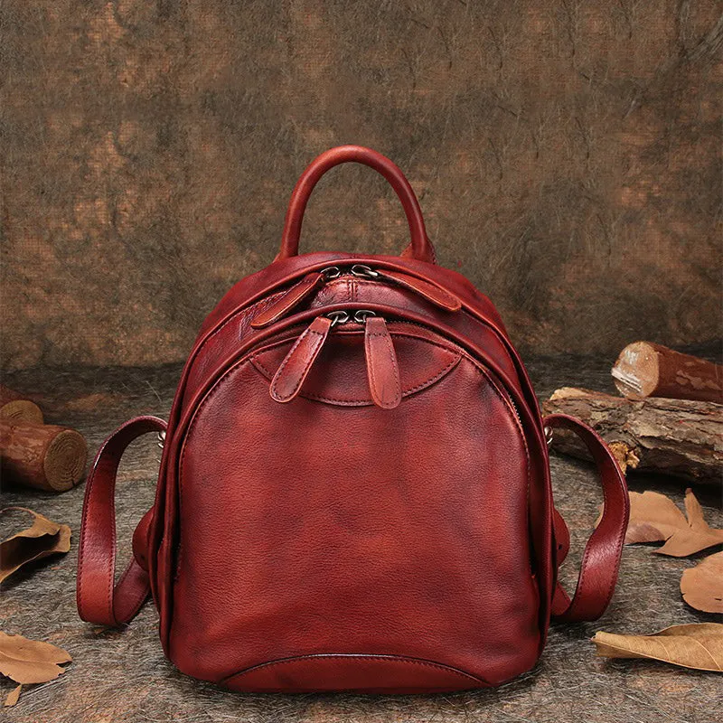 Classic Leather Small Rucksack Bag Womens Compact Leather Backpack Ladies Backpack Purse