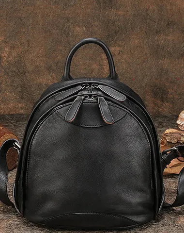 Classic Leather Small Rucksack Bag Womens Compact Leather Backpack Ladies Backpack Purse