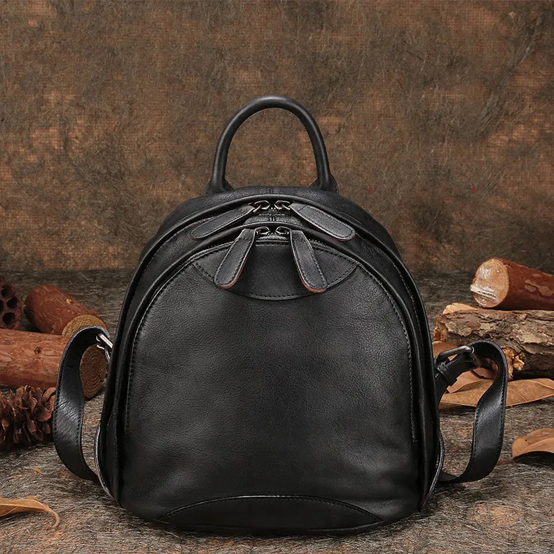 Classic Leather Small Rucksack Bag Womens Compact Leather Backpack Ladies Backpack Purse