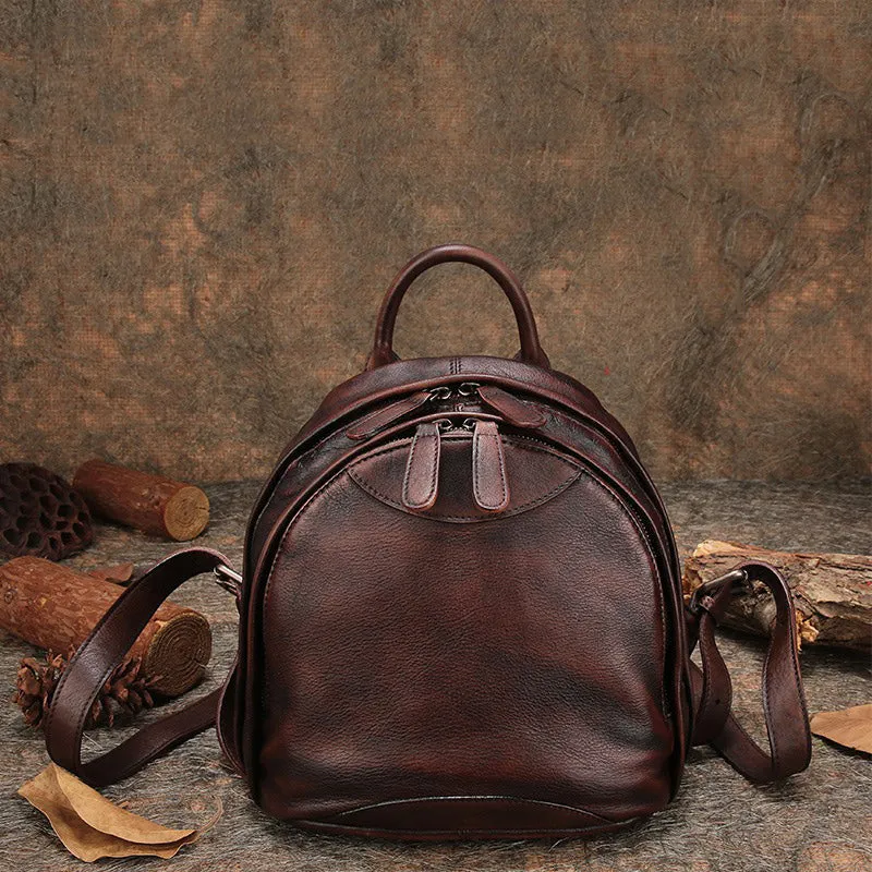 Classic Leather Small Rucksack Bag Womens Compact Leather Backpack Ladies Backpack Purse