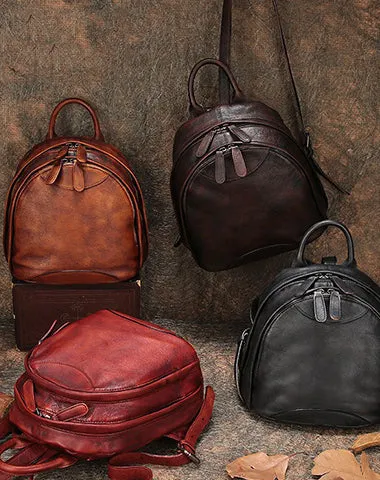 Classic Leather Small Rucksack Bag Womens Compact Leather Backpack Ladies Backpack Purse