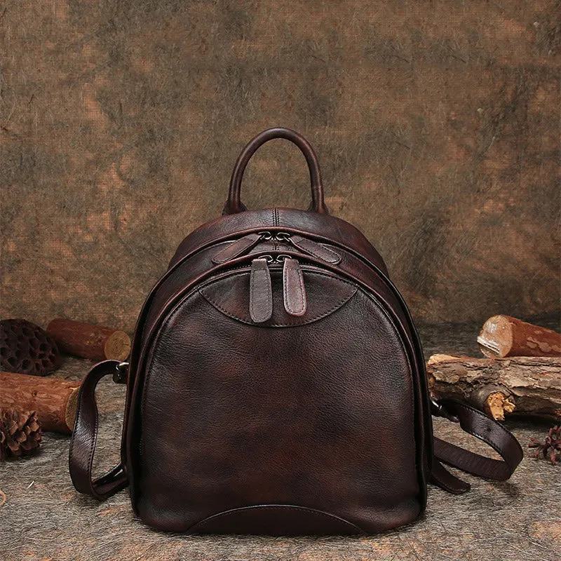 Classic Leather Small Rucksack Bag Womens Compact Leather Backpack Ladies Backpack Purse