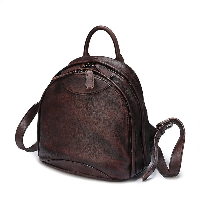 Classic Leather Small Rucksack Bag Womens Compact Leather Backpack Ladies Backpack Purse