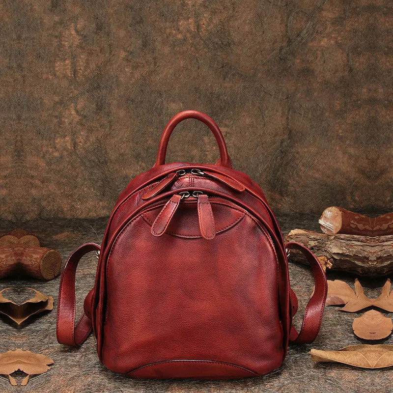 Classic Leather Small Rucksack Bag Womens Compact Leather Backpack Ladies Backpack Purse