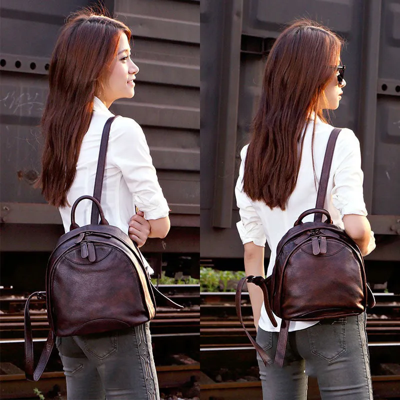 Classic Leather Small Rucksack Bag Womens Compact Leather Backpack Ladies Backpack Purse