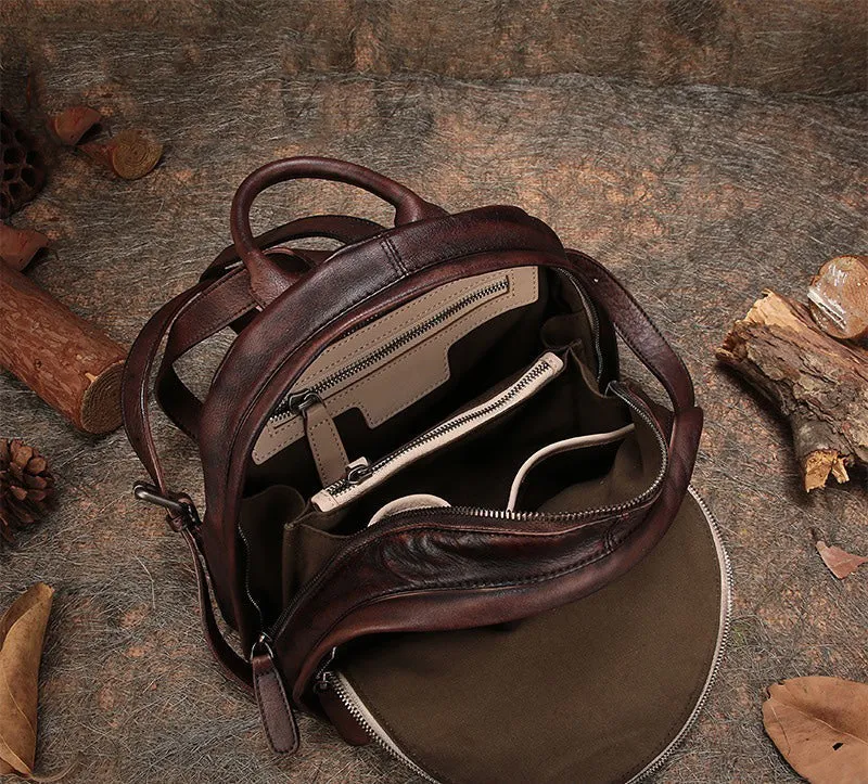 Classic Leather Small Rucksack Bag Womens Compact Leather Backpack Ladies Backpack Purse