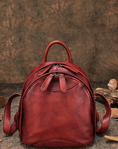 Classic Leather Small Rucksack Bag Womens Compact Leather Backpack Ladies Backpack Purse