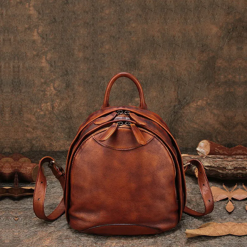 Classic Leather Small Rucksack Bag Womens Compact Leather Backpack Ladies Backpack Purse