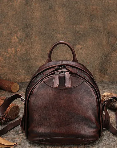Classic Leather Small Rucksack Bag Womens Compact Leather Backpack Ladies Backpack Purse