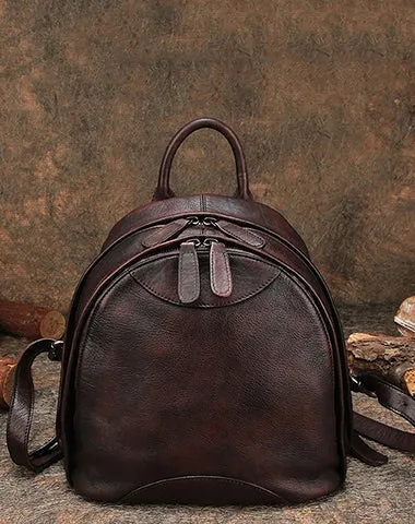 Classic Leather Small Rucksack Bag Womens Compact Leather Backpack Ladies Backpack Purse