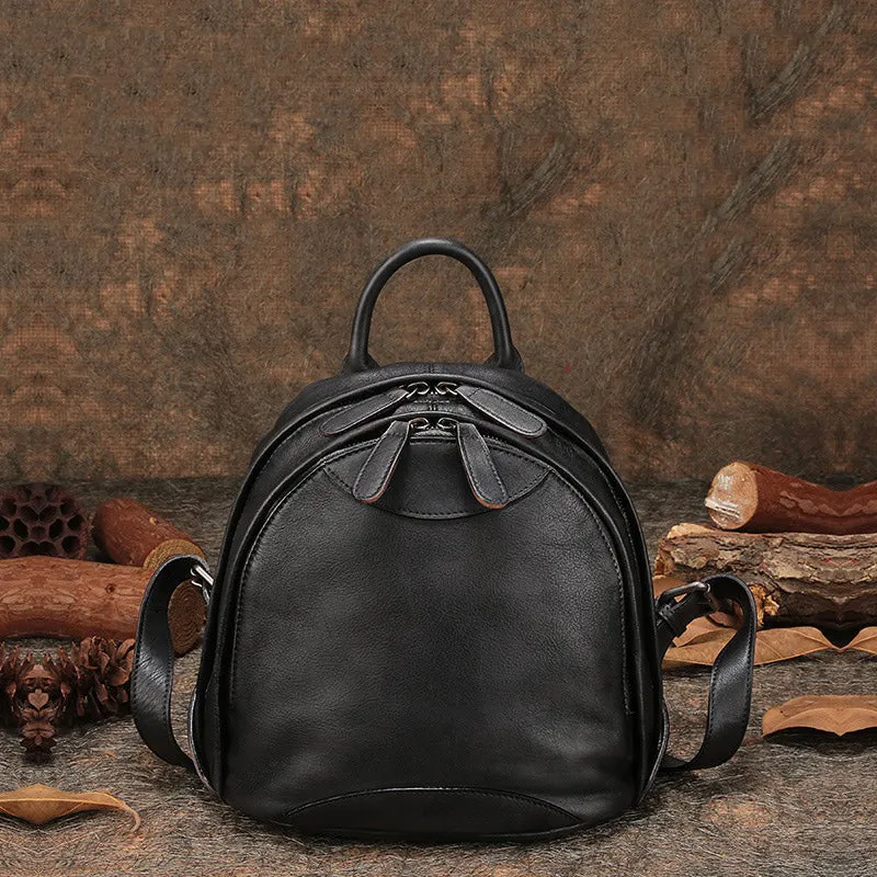 Classic Leather Small Rucksack Bag Womens Compact Leather Backpack Ladies Backpack Purse