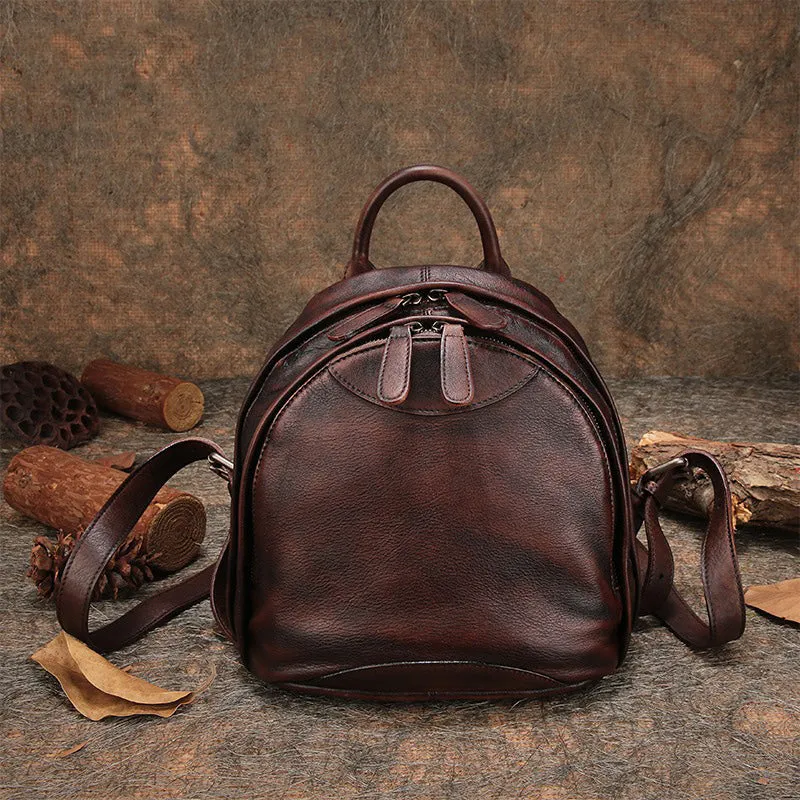 Classic Leather Small Rucksack Bag Womens Compact Leather Backpack Ladies Backpack Purse