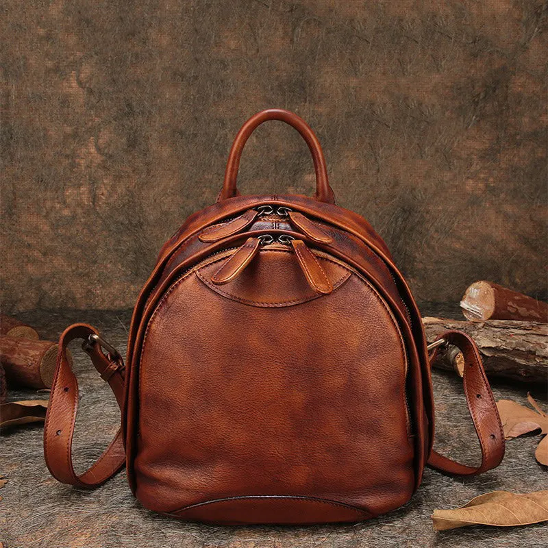 Classic Leather Small Rucksack Bag Womens Compact Leather Backpack Ladies Backpack Purse