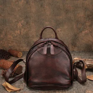 Classic Leather Small Rucksack Bag Womens Compact Leather Backpack Ladies Backpack Purse