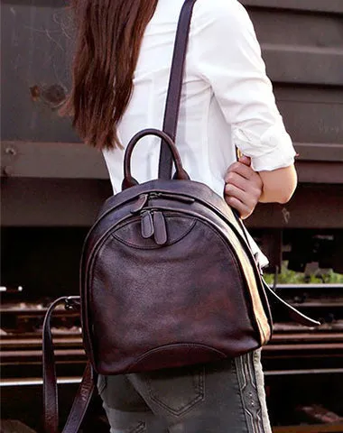 Classic Leather Small Rucksack Bag Womens Compact Leather Backpack Ladies Backpack Purse