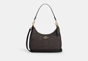 Coach Teri Hobo Bag In Signature Canvas Signature Canvas-Gold-Walnut-Black