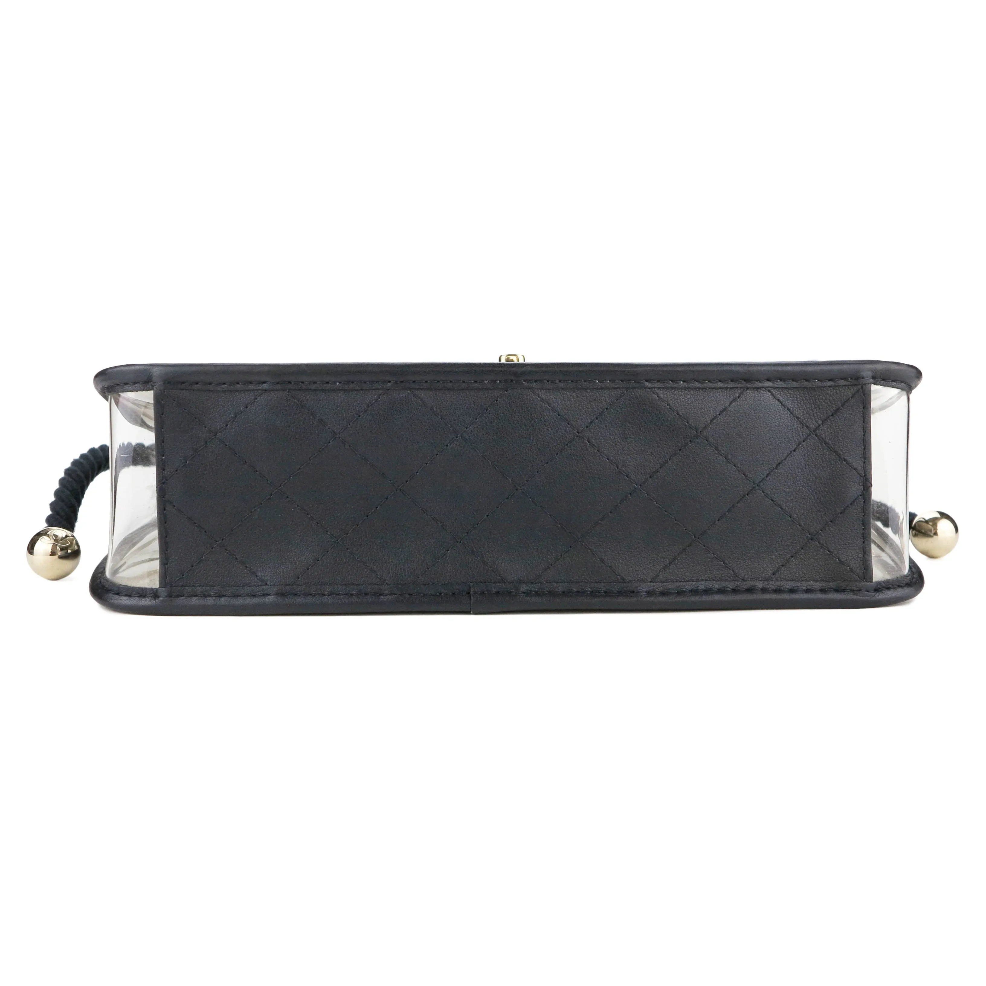 Coco Sand Pearl Strap PVC Medium Flap Bag