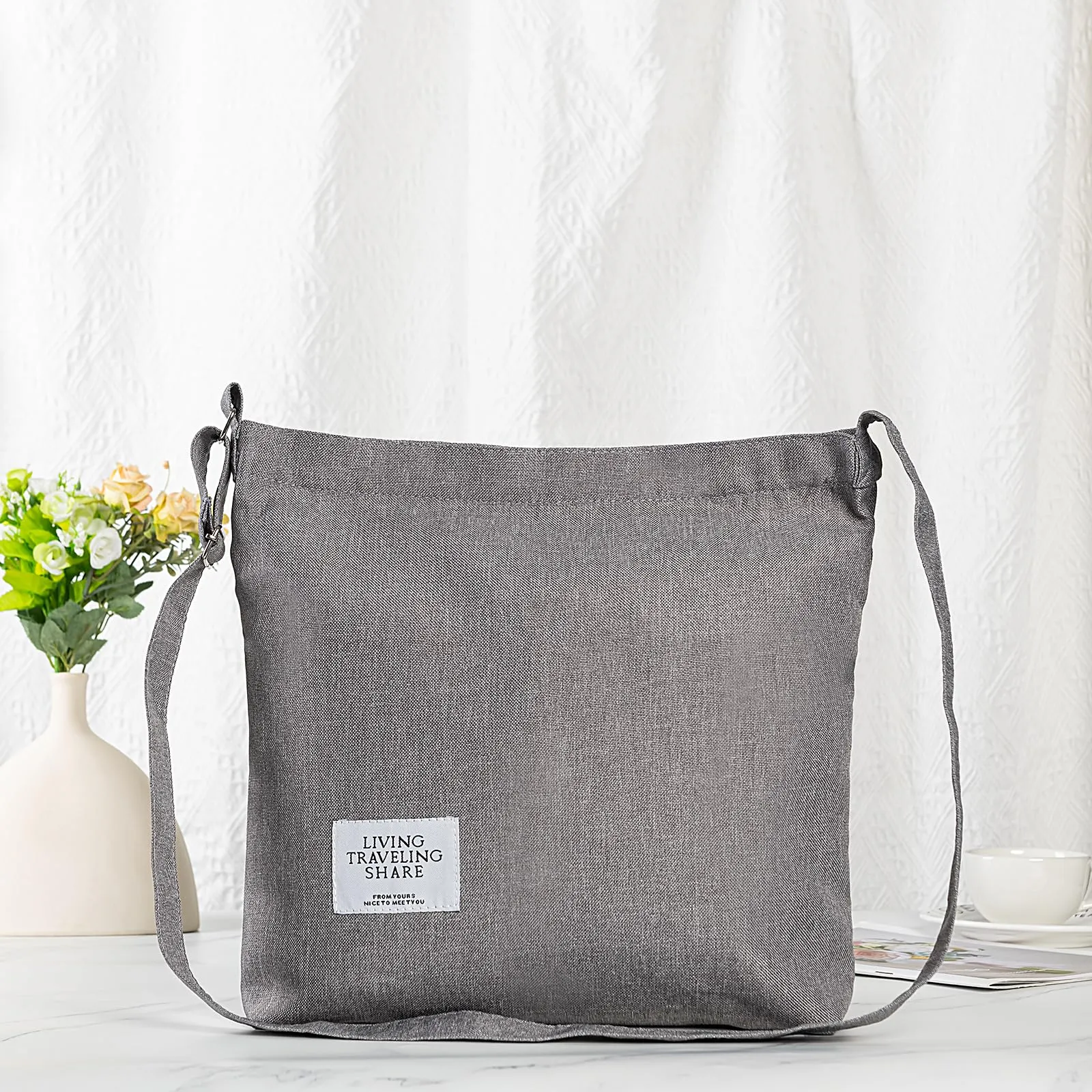 Covelin Women's Retro Large Size Canvas Shoulder Bag Hobo Crossbody Handbag Casual Tote