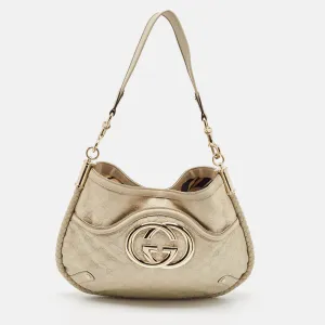 Cream Guccissima Leather Britt Hobo