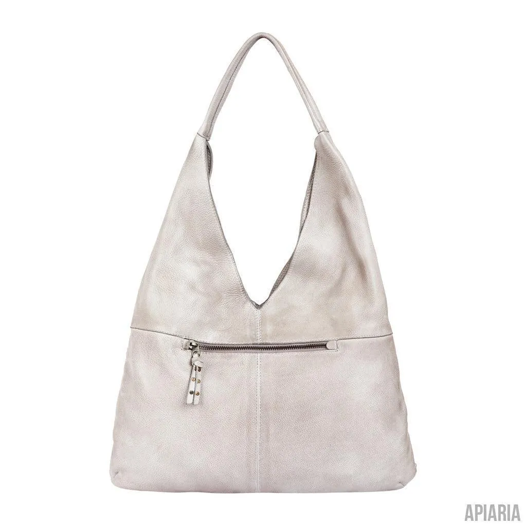 Crocheted Leather Hobo Bag with 5 Pockets