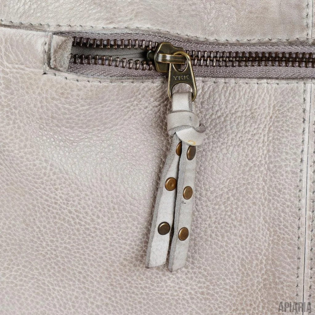 Crocheted Leather Hobo Bag with 5 Pockets