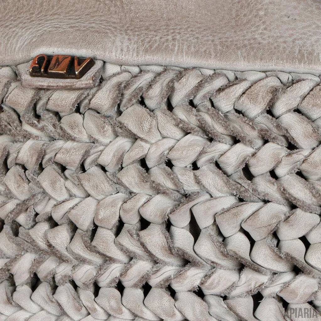 Crocheted Leather Hobo Bag with 5 Pockets