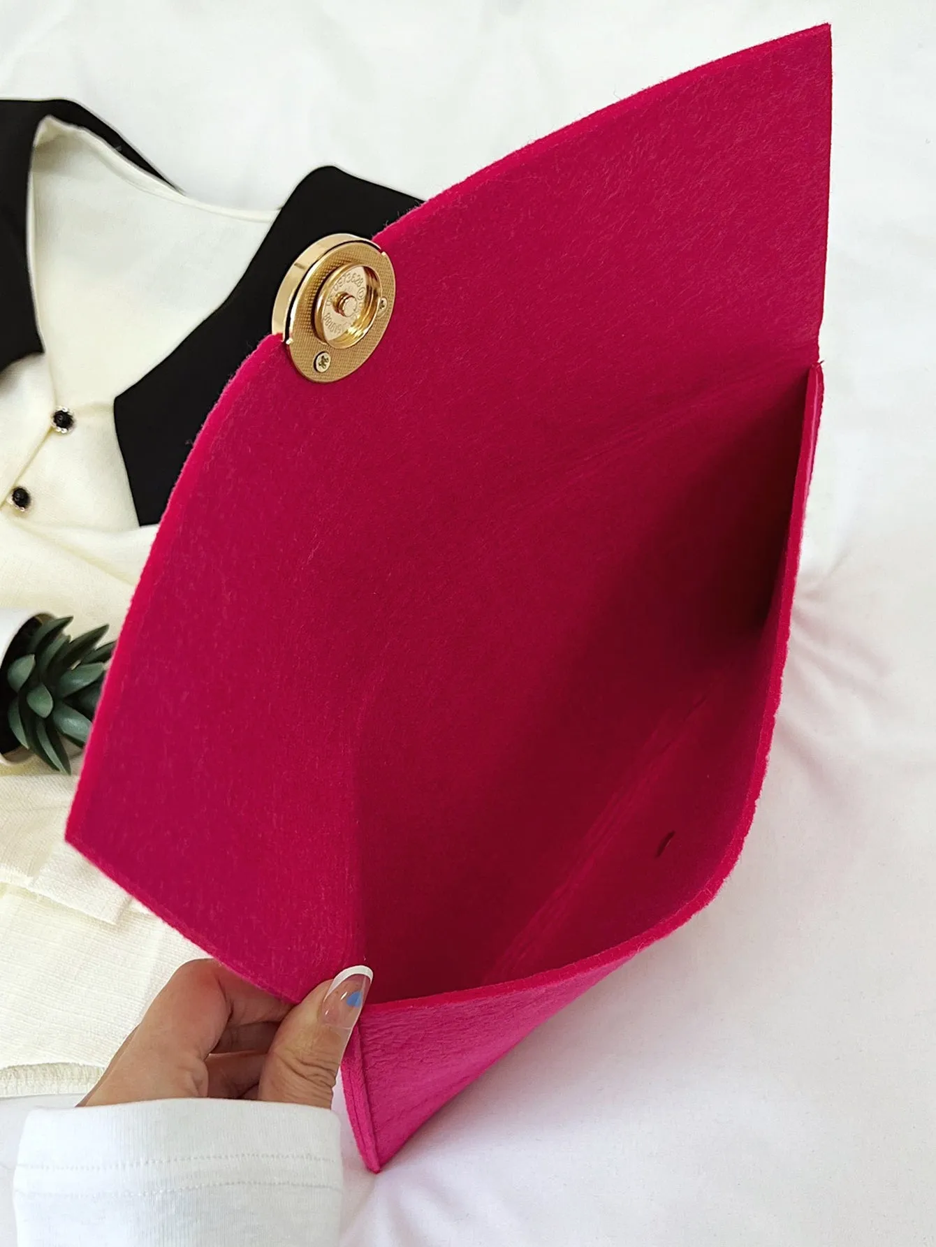 Crocodile Embossed Flap Square Bag -  Hot Pink