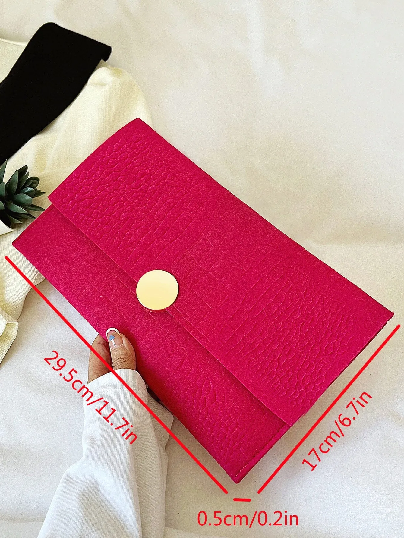 Crocodile Embossed Flap Square Bag -  Hot Pink
