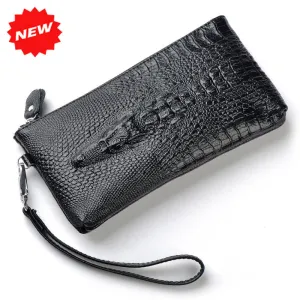 Crocodile Genuine Leather Wristlet /Clutch Cellphone Evening Bags