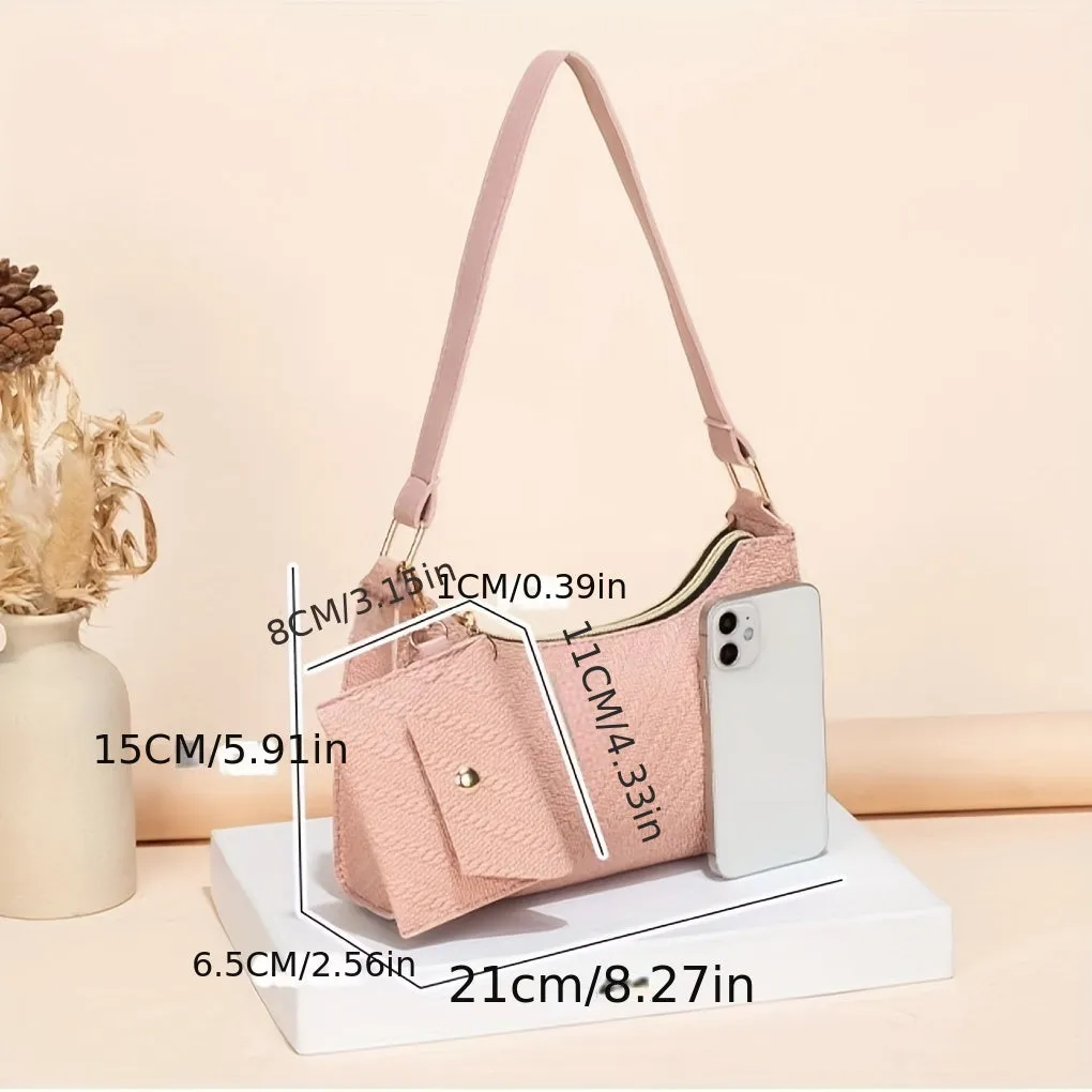 Crocodile Pattern Faux Leather Hobo Shoulder Bags Set of 2