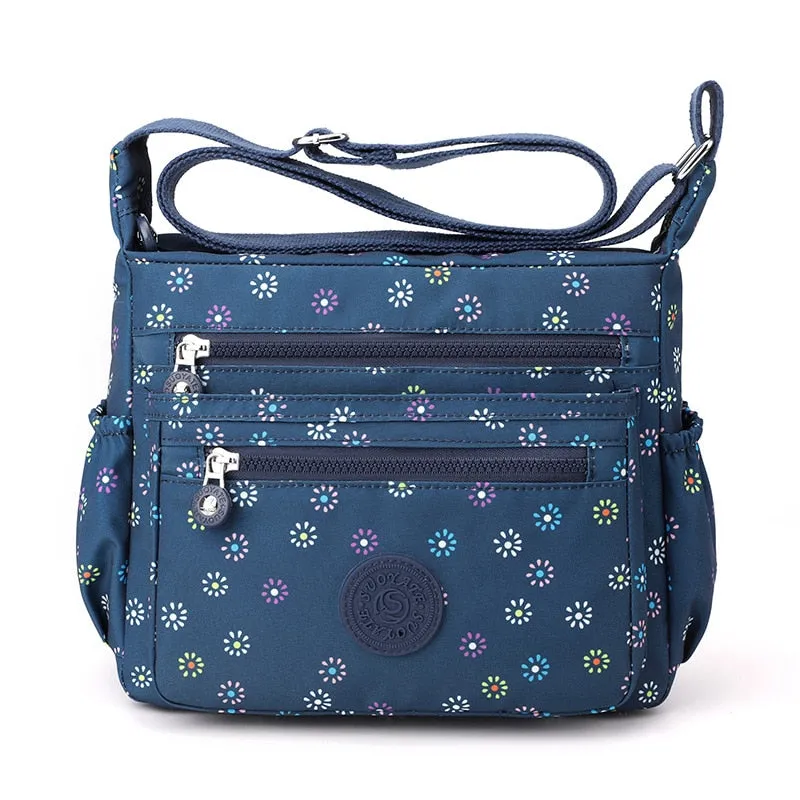 Cyflymder New Women Shoulder Bags Floral Print Women's Handbags Designer Crossbody Messenger Bag Female Waterproof Nylon Mommy Bag