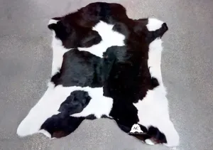 Dark Brown & White Calfskin Rug  Size 3ft x 3ft - Premium Quality Cowhide Rug