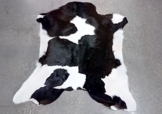 Dark Brown & White Calfskin Rug  Size 3ft x 3ft - Premium Quality Cowhide Rug