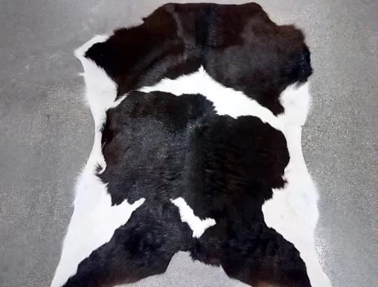 Dark Brown & White Calfskin Rug  Size 3ft x 3ft - Premium Quality Cowhide Rug
