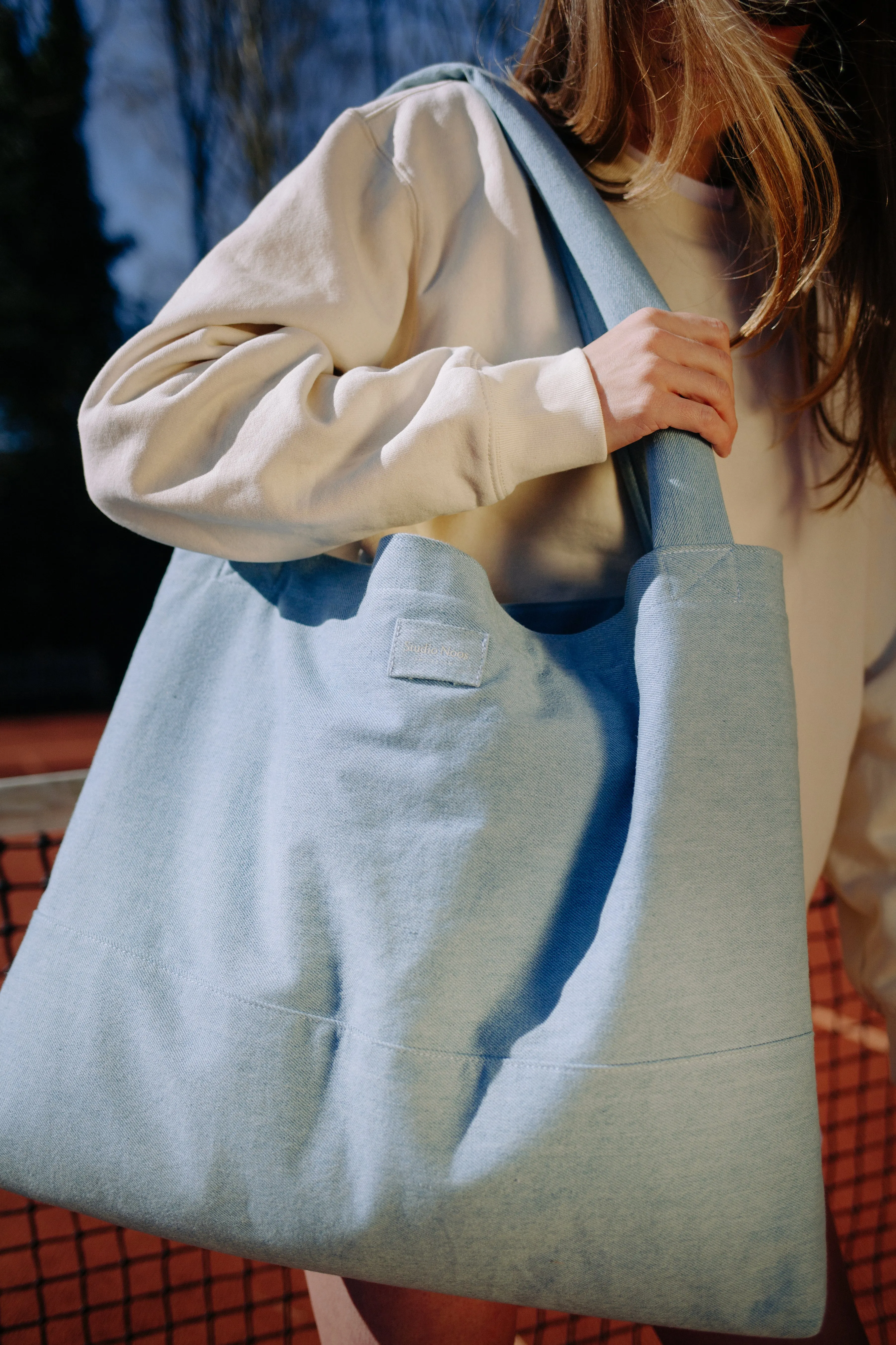Denim Solid Mom Bag