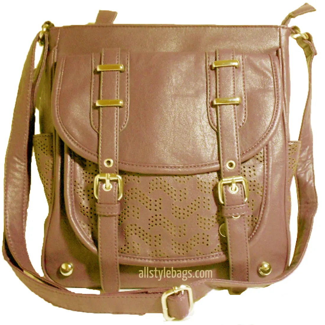 Designer inspired flap over pockets Cross-body  messenger Bag purple belt