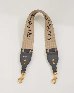 Dior Black 'CHRISTIAN DIOR PARIS' Embroidery Strap with Ring